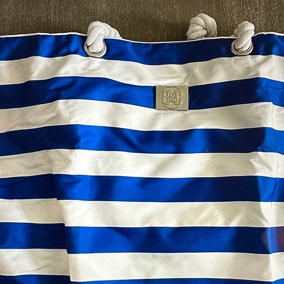 Blue and White Striped Tote Bag - Picture 2 of 3